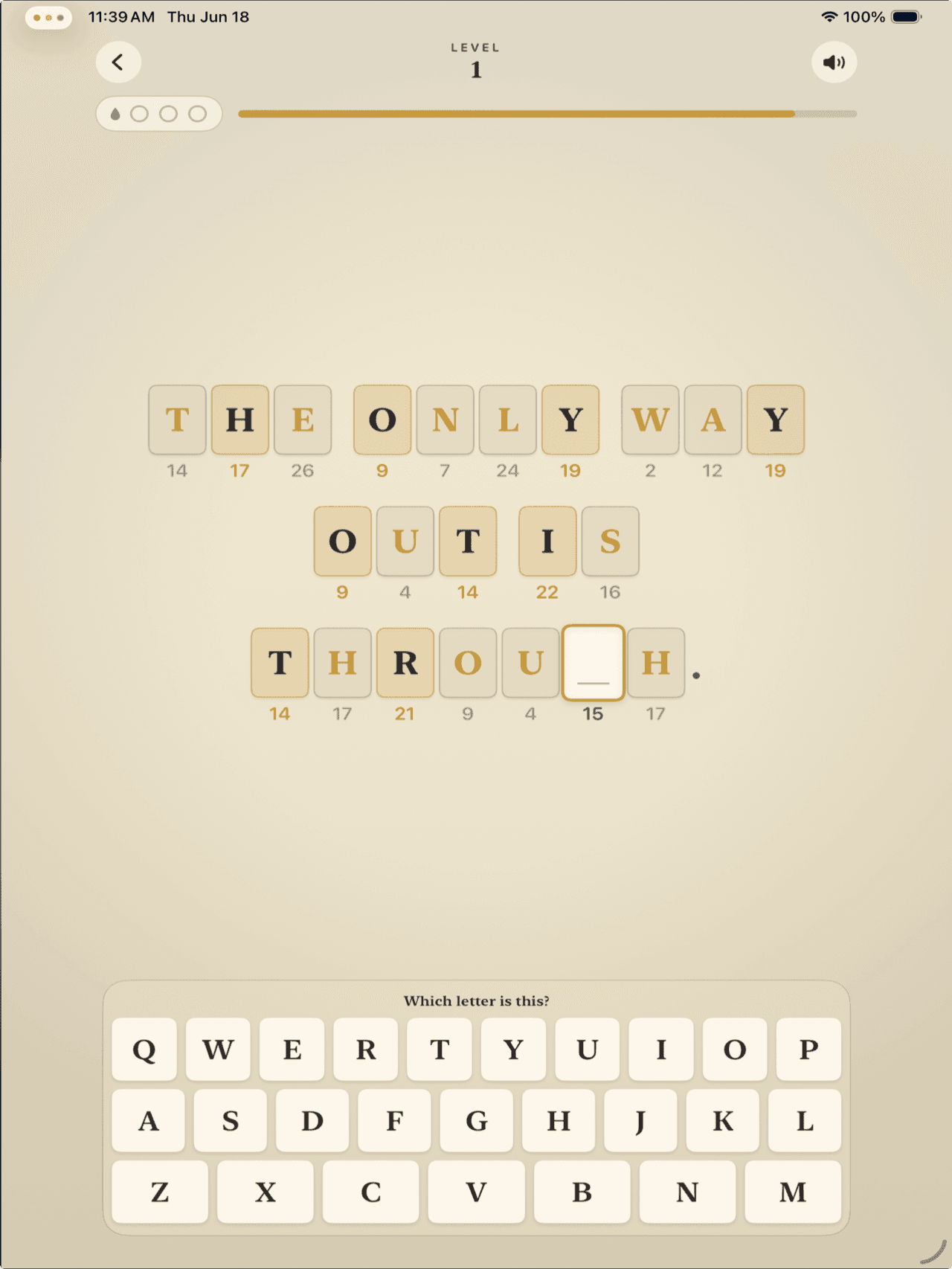 Quotle running full screen on iPad